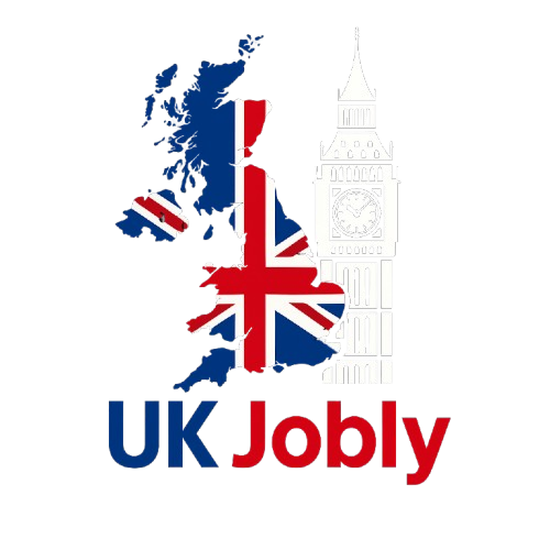 Logo of UK Jobly, featuring a modern design with the text "Jobly" in bold letters and a UK flag motif.