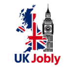 Logo of UK Jobly, featuring a modern design with the text "Jobly" in bold letters and a UK flag motif.