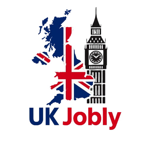 Logo of UK Jobly, featuring a modern design with the text "Jobly" in bold letters and a UK flag motif.