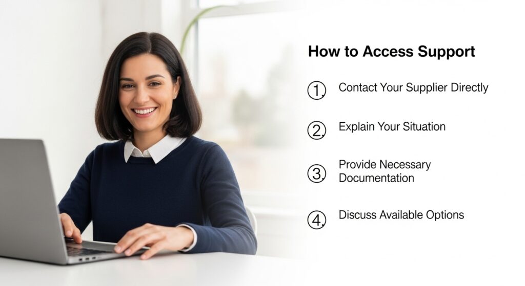 Instructions for accessing support services.