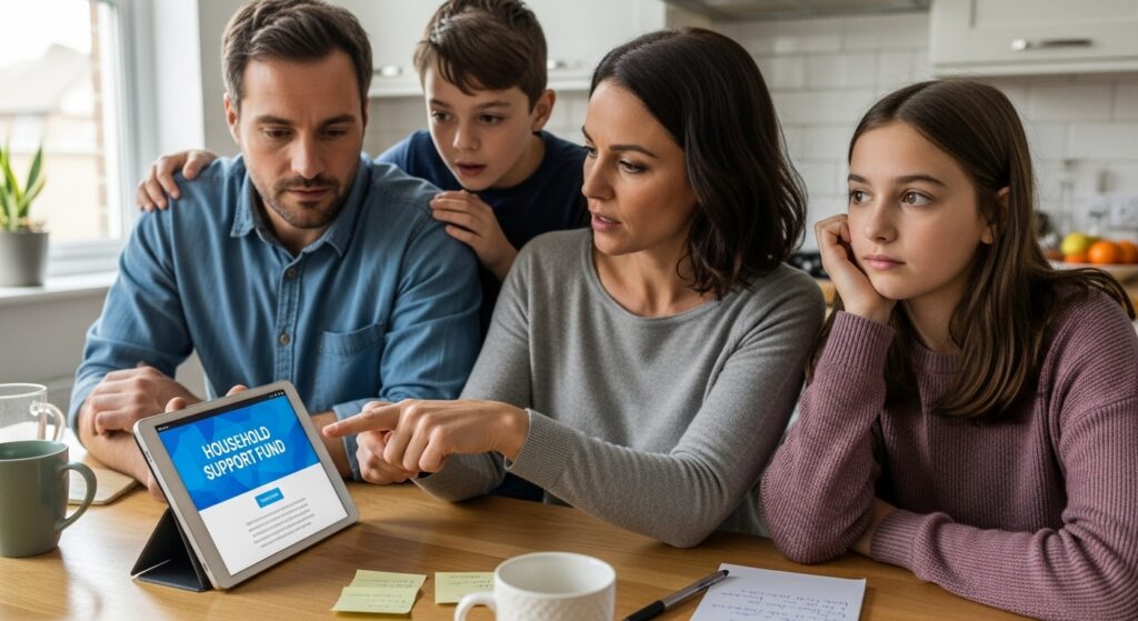 Family engaging with a tablet together.